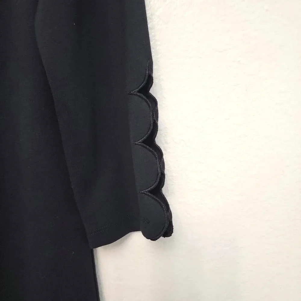 Soft Surroundings Black Eyelet Diamond Long Sleeve Sheath Dress Size Small - Picture 3 of 11